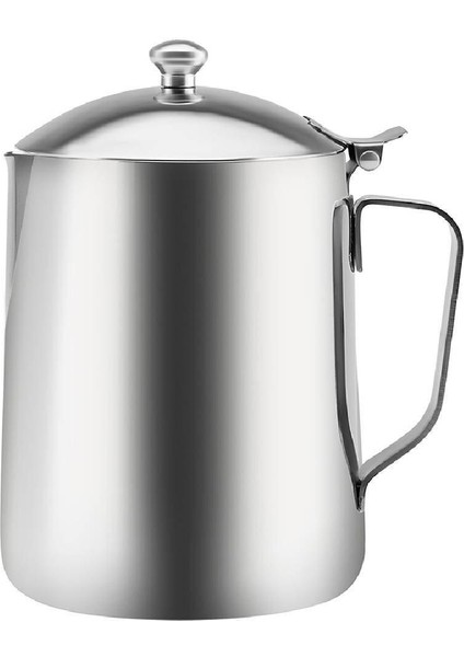 Paslanmaz Çelik Süt Potu, Kapaklı, 1 Litre, Dayanıklı ve Şık Tasarım