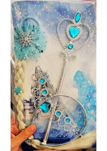 Elsa Karlar Ülkesi Parti Seti Sihirli Asa, Örgü Saç ve Taç Seti modelleri