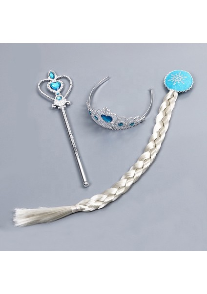 Elsa Karlar Ülkesi Parti Seti Sihirli Asa, Örgü Saç ve Taç Seti indirimleri