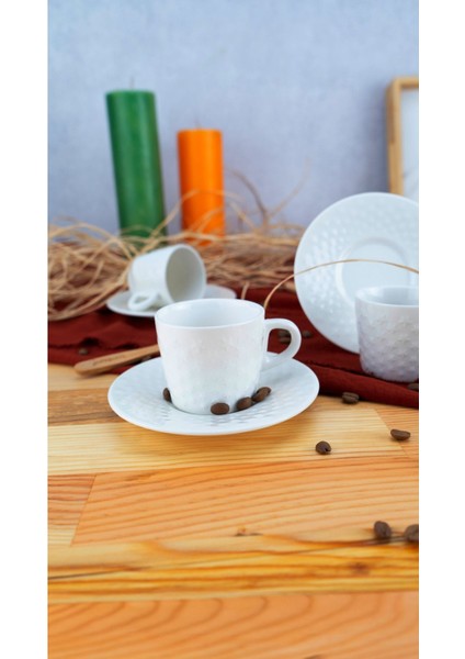 6 Kişilik Porselen Kahve Fincan Takımı, Beyaz, Şık ve Zarif Tasarım fiyatları