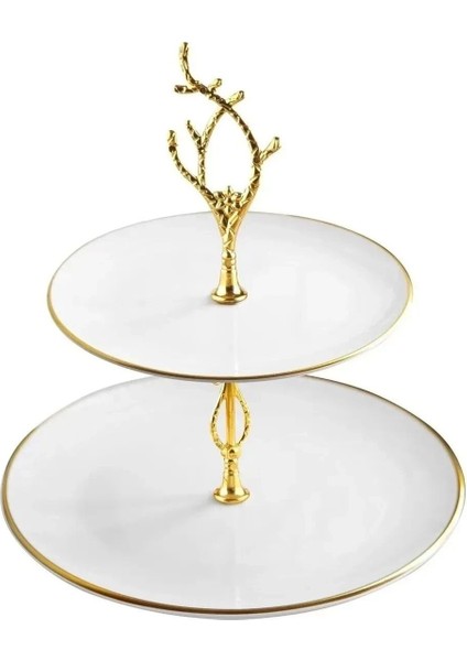 Çift Katlı Seramik Kurabiye Saklama Kabı, Şık ve Kullanışlı Tasarım