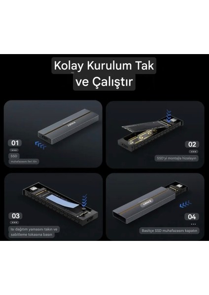 20Gbps M.2 Nvme Ssd Kutusu CE Lisanslı 2280/2260/2242/2230/ Gen 3x2 Yüksek Hızlı Son Nesil Teknoloji Metal Sağlam Orjinal