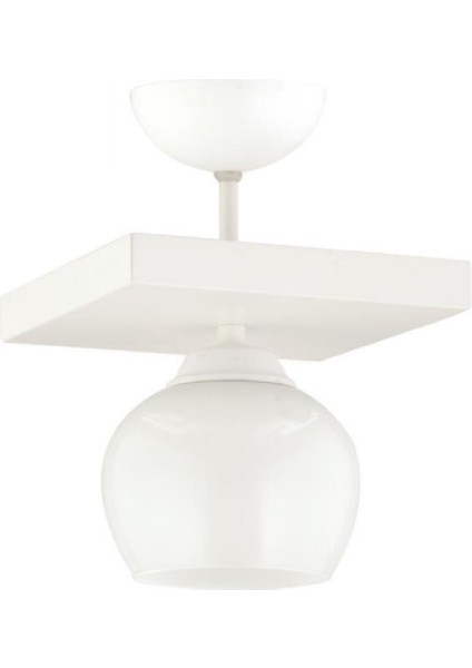 Şık Beyaz Camlı Tekli Kare Modern Tavan Avizesi, Salon, Mutfak, Yatak Odası ve Hol Için