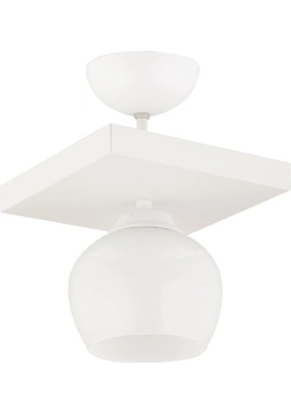 Şık Beyaz Camlı Tekli Kare Modern Tavan Avizesi, Salon, Mutfak, Yatak Odası ve Hol Için fiyatları