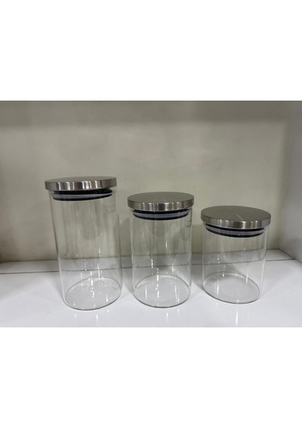 Turuncu 3'lü Cam Kavanoz Seti, Vakum Kapaklı, Şık ve Kullanışlı Tasarım