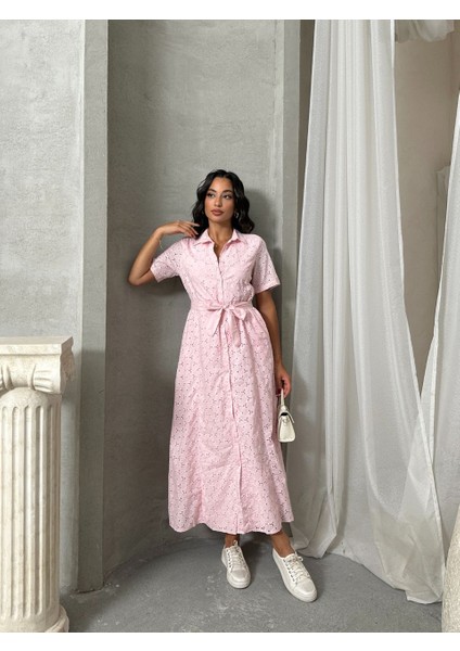 Pamuk Fisto Çiçek Desenli Cep ve Kemer Detaylı Astarlı Elbise fiyatları