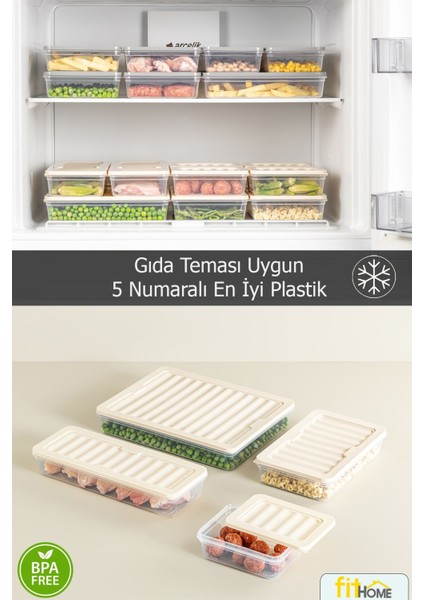 10'lu Hava Geçirmez Buzluk ve Buzdolabı Düzenleyici Set, Bej indirimleri