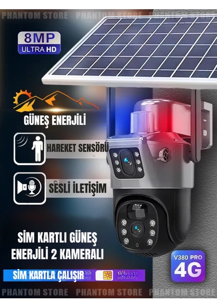 Güneş Enerjili Sim Kartlı Çift Kameralı Güvenlik Kamerası | Elektriksiz ve Internetsiz Çalışır, Telefon Üzerinden Uzaktan Izleme
