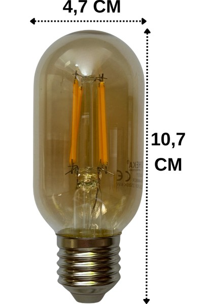 (10 Adet) Heka 6W (48W) 2500K (Günışığı) E27 Duylu (Kalın Duy) Şeffaf LED Ampul modelleri
