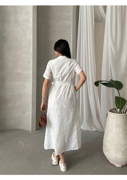 Pamuk Fisto Çiçek Desenli Cep ve Kemer Detaylı Astarlı Elbise fırsatları