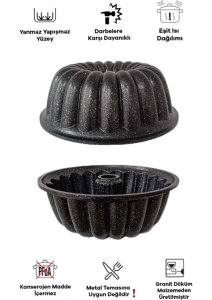3'lü Granit Döküm Kek Kalıbı Seti, Tart, Dilimli ve Baton Pişirme Kalıbı Siyah fiyatları