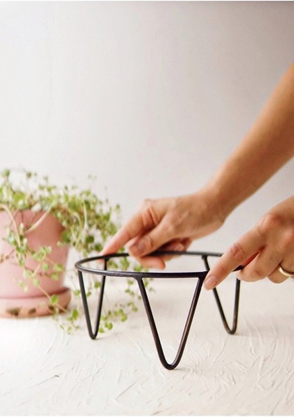 Şık Siyah Dekoratif Yükseltici Ayak, Cam Saksı ve Meyvelik Için