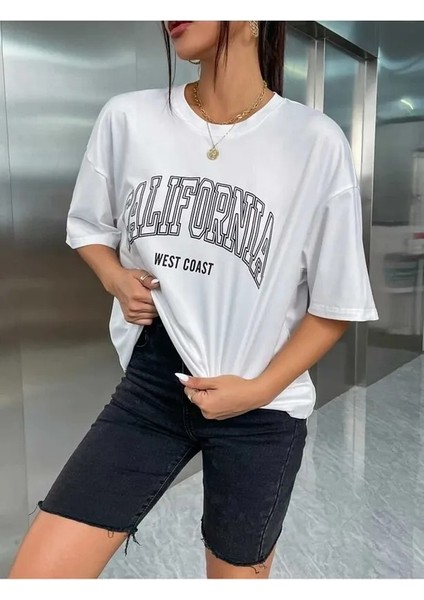 California Baskılı Oversize Unisex T-Shirt fiyatları