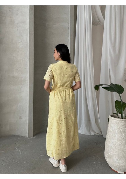 Pamuk Fisto Çiçek Desenli Cep ve Kemer Detaylı Astarlı Elbise fiyatları