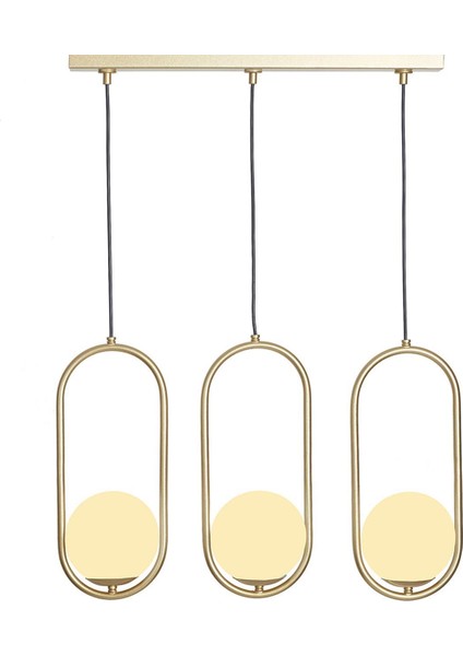 3'lü Sarı Metal ve Beyaz Camlı Modern Şık Asma Avize fırsatları