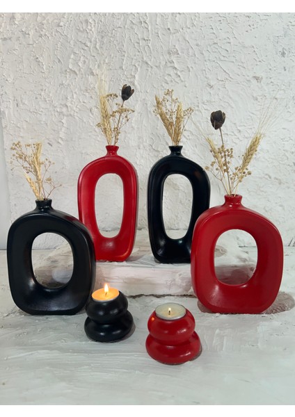 Dekoratif 6 Parça Bohem Tarz Vazo Seti ve Mumluk Takımı Biblo Vazo Set fiyatları