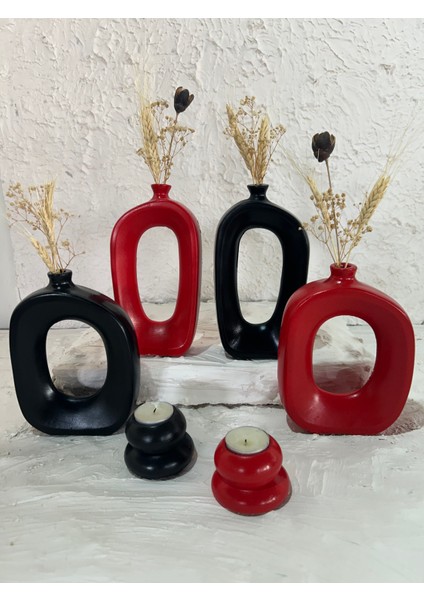 Dekoratif 6 Parça Bohem Tarz Vazo Seti ve Mumluk Takımı Biblo Vazo Set fırsatları