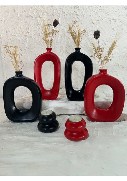 Dekoratif 6 Parça Bohem Tarz Vazo Seti ve Mumluk Takımı Biblo Vazo Set indirimleri
