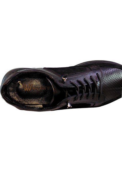 Erkek W Shoes Hakiki Deri Lastik Bağcıklı El Yapımı Sneaker Nubuk Deri Detaylı Ayakkabı 25WM0315