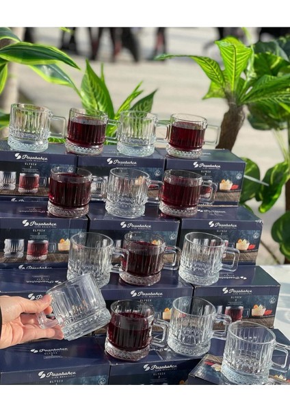 Turuncu 195 cc Cam Kupa, 6'lı Set, Şık ve Kullanışlı Içecek Kabı