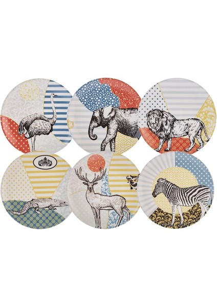 6 Kişilik Renkli Seramik Pasta ve Tatlı Takımı, 21 Cm, Şık ve Kullanışlı Set