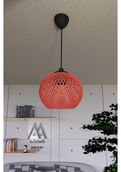 Turuncu Sarkıt Top Avize, Siyah Kablo, Modern ve Şık Aydınlatma Seçeneği