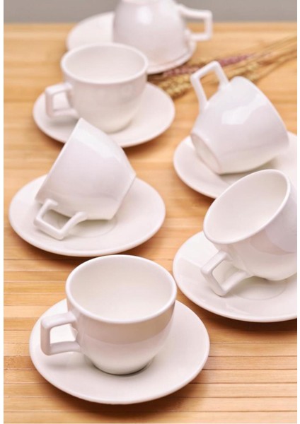 6’lı Beyaz Kahve Fincan Takımı, Şık ve Kullanışlı Set