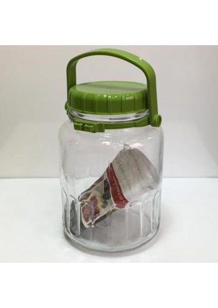 Yeşil Kapaklı 3 Litre Kavanoz, Şık ve Dayanıklı Saklama Kabı