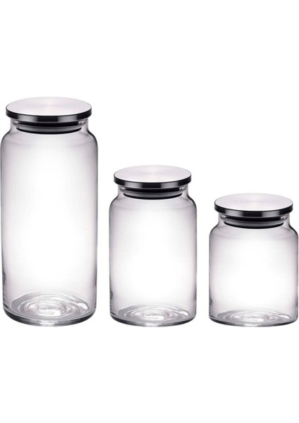 Lacivert Cam Saklama Seti, 3'lü, Şık ve Kullanışlı Mutfak Gereçleri