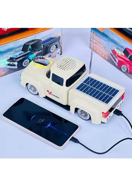 WS-692BT Kamyone Araba Radyolu Güneş Panelli Bluetooth Hoparlör Powerbanklı Kırmızı fırsatları