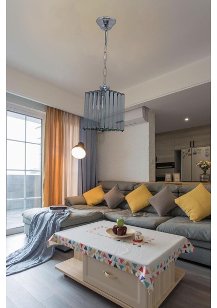 Turuncu Kare Cam Tekli Avize, Modern ve Şık Tasarım, Şık Aydınlatma Seçeneği