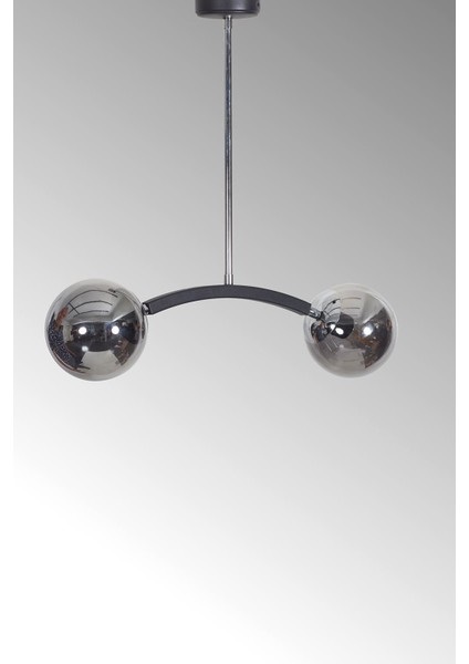 Modern Şık 2'li Krom ve Füme Camlı Metal Avize, Zarif Dekorasyon Parçası modelleri