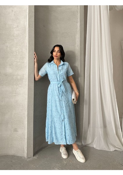 Pamuk Fisto Çiçek Desenli Cep ve Kemer Detaylı Astarlı Elbise fiyatları