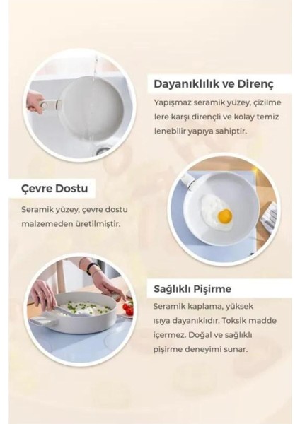 26 cm Krep Tava - Ultimate Pro, Ekru, Dayanıklı ve Şık Tasarım modelleri