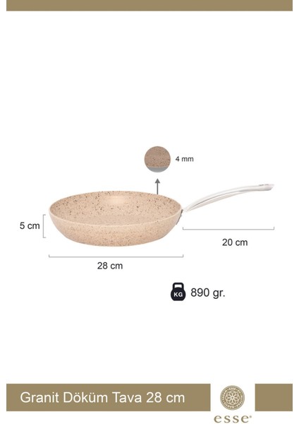 Krem Granit Yapışmaz Tava 28 Cm, Dayanıklı ve Şık Mutfak Gereci fiyatları