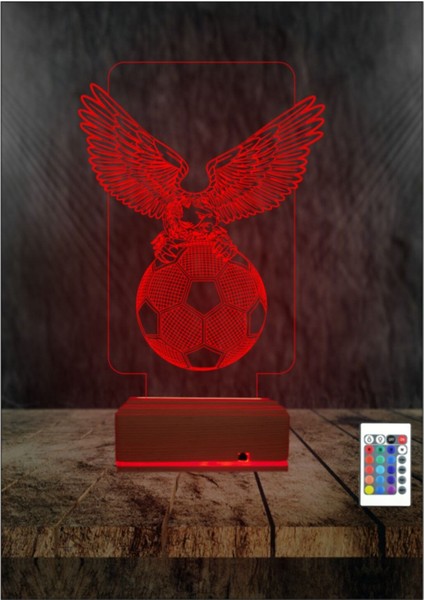 3D Beşiktaş Temalı Gece Lambası Kartal Tasarımlı Masa Lambası