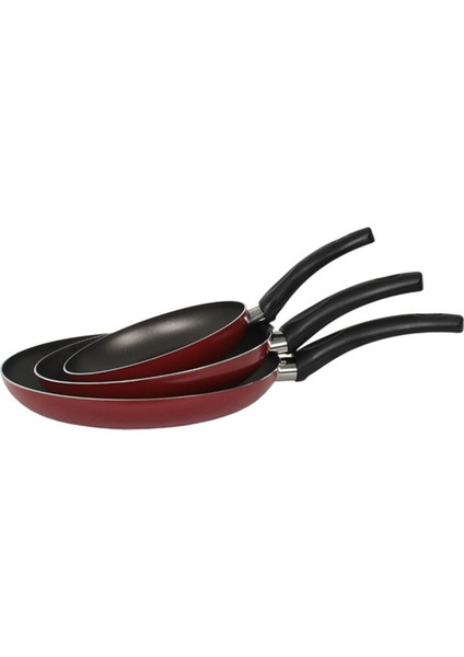 3'lü Kırmızı Tava Seti 18-22-26 Cm, Şık ve Kullanışlı Mutfak Gereçleri