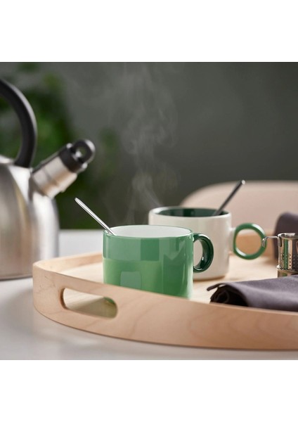 Beyaz-Yeşil 30 cl Kupa Seti, Şık ve Kullanışlı 2 Adetli Tasarım modelleri