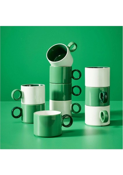 Beyaz-Yeşil 30 cl Kupa Seti, Şık ve Kullanışlı 2 Adetli Tasarım fırsatları