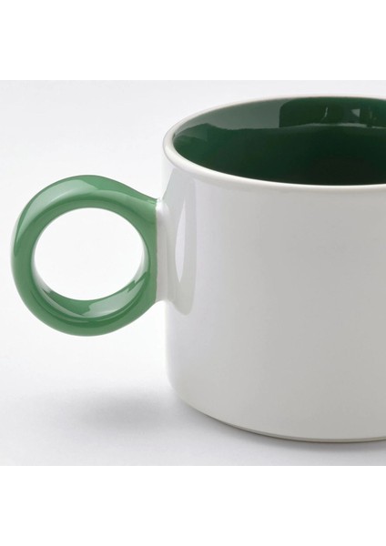 Beyaz-Yeşil 30 cl Kupa Seti, Şık ve Kullanışlı 2 Adetli Tasarım