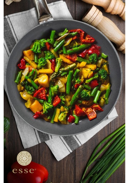 28 cm Yanmaz ve Yapışmaz Granit Tava, Şık Gri-Siyah Renk Seçeneği modelleri