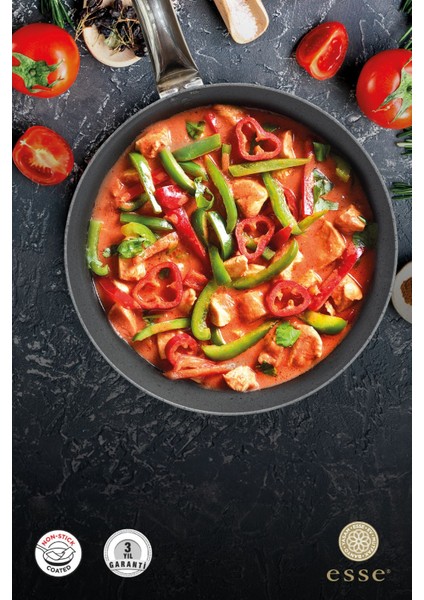 28 cm Yanmaz ve Yapışmaz Granit Tava, Şık Gri-Siyah Renk Seçeneği fırsatları