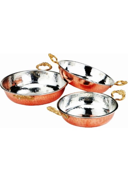 El Yapımı Dövme Bakır Sahan, 16CM, Kalaylı, Çift Kulp fiyatları