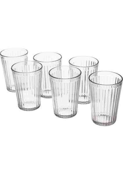 Turuncu 6'lı 310 ml Sertleştirilmiş Cam Bardak Seti, 11 cm Yüksekliğinde