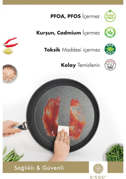 28 cm Yanmaz ve Yapışmaz Granit Tava, Şık Gri-Siyah Renk Seçeneği indirimleri