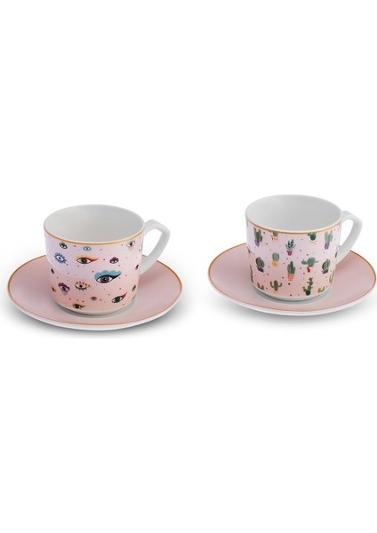 Renkli 2 Kişilik Kahve Fincanı 80 ml Seti, Şık ve Kullanışlı Tasarım