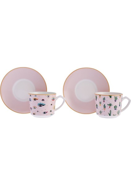 Renkli 2 Kişilik Kahve Fincanı 80 ml Seti, Şık ve Kullanışlı Tasarım fiyatları