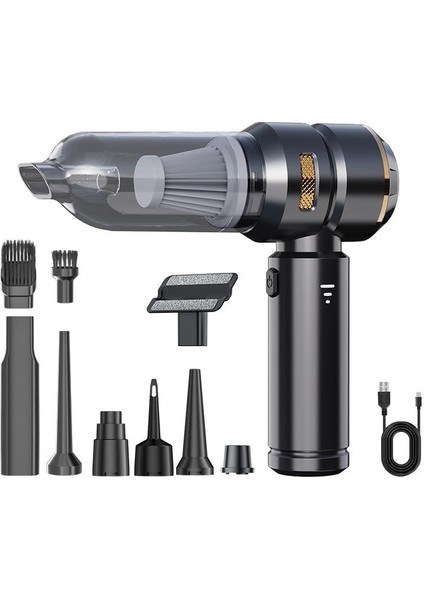 16.000PA Güçlü El Tipi Şarjlı Araç Süpürgesi 9 Başlıklı Güçlü Çekme Üfleme Özelliği Mini Süpürge Fan