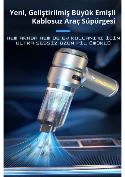 16.000PA Güçlü El Tipi Şarjlı Araç Süpürgesi 9 Başlıklı Güçlü Çekme Üfleme Özelliği Mini Süpürge Fan