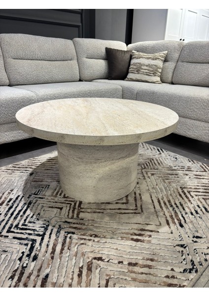 Most Rota Mermer Görünümlü %100 Mdf Bej Orta Sehpa 80 Cm. Çap (Evinize Teslim) fiyatları